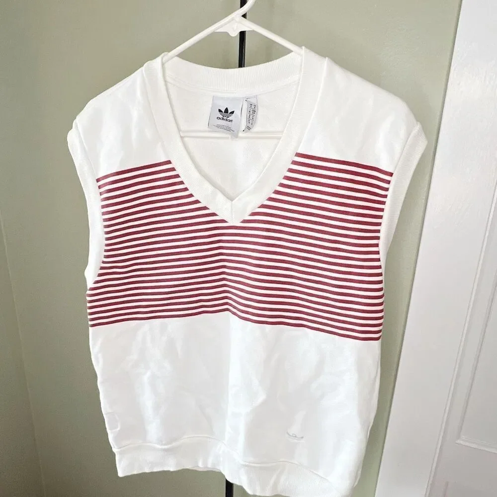 ADIDAS Shmoofoil Gummo Sweater Stripe Vest White / Red Small